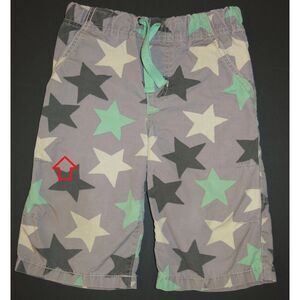 Mini Boden boys shorts 6 star print gray green black techno board pull on waist